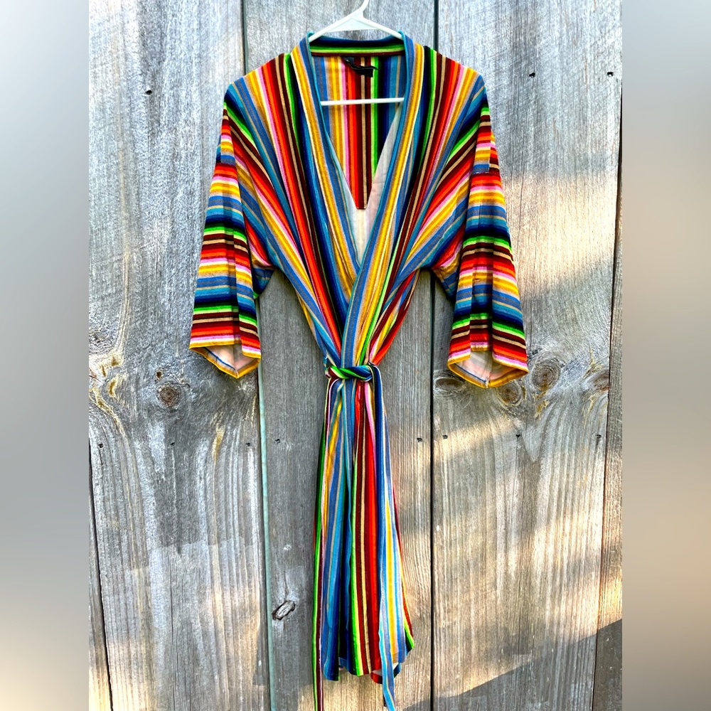 Vintage rainbow striped robe.